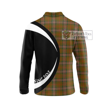 Scott Brown Modern Tartan Long Sleeve Polo Shirt with Family Crest Circle Style