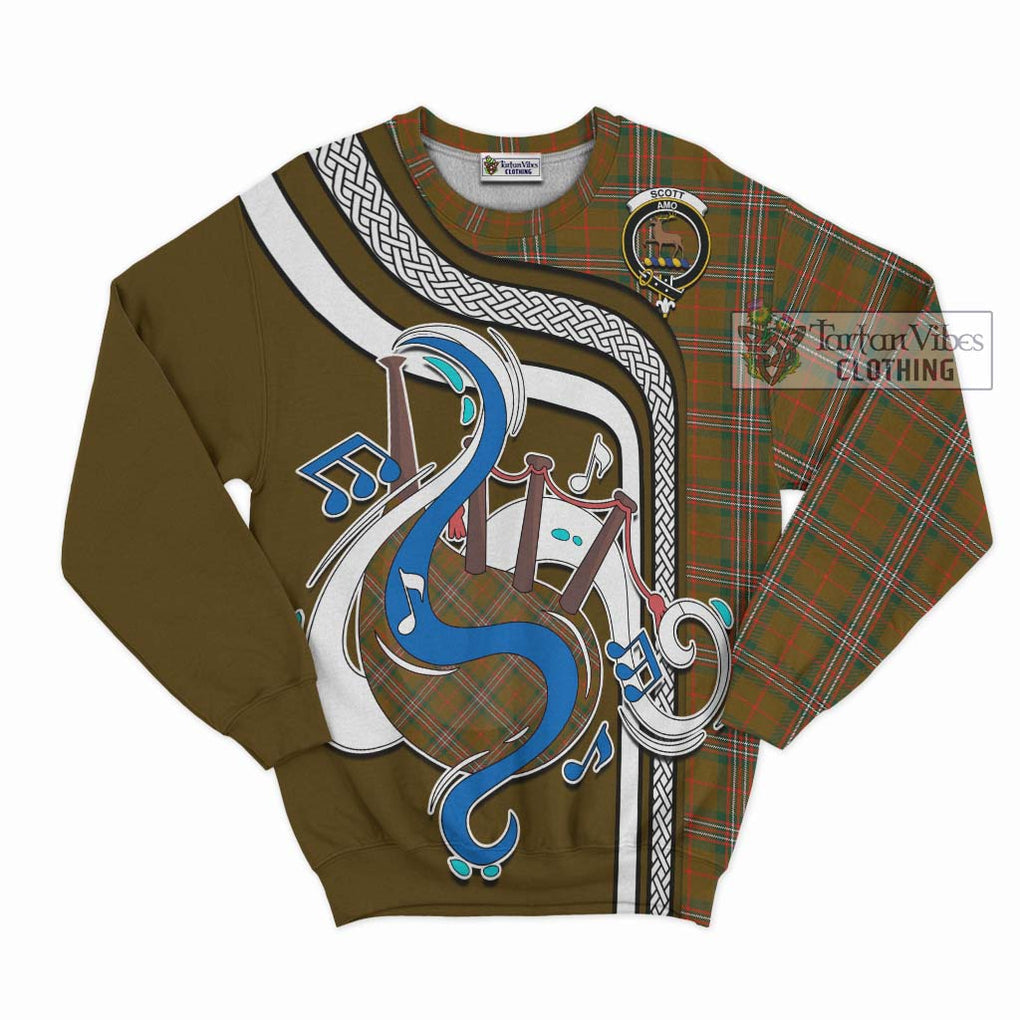 Tartan Vibes Clothing Scott Brown Modern Tartan Sweatshirt with Epic Bagpipe Style