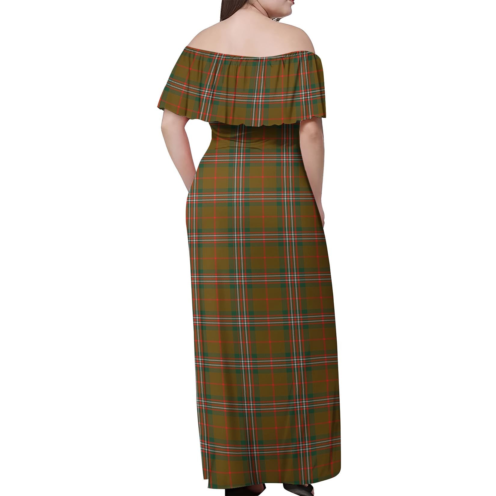 Scott Brown Modern Tartan Off Shoulder Long Dress - Tartanvibesclothing