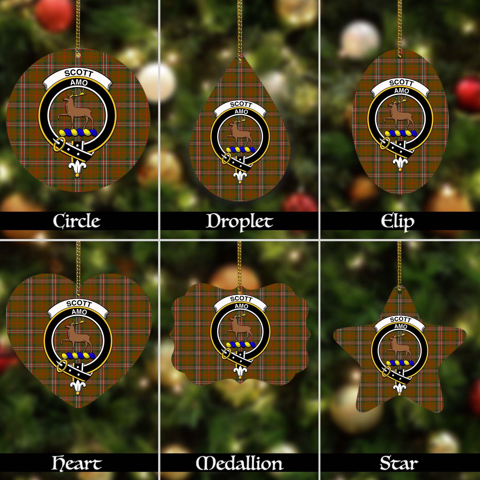 Scott Brown Modern Tartan Christmas Ornaments with Family Crest - Tartanvibesclothing
