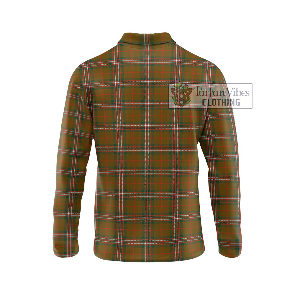 Scott Brown Modern Tartan Long Sleeve Polo Shirt with Family Crest DNA In Me Style - Tartanvibesclothing Shop