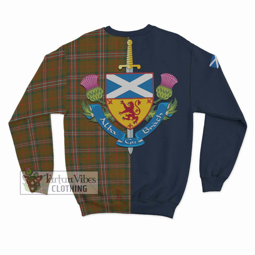 Tartan Vibes Clothing Scott Brown Modern Tartan Sweatshirt with Scottish Lion Royal Arm Half Style