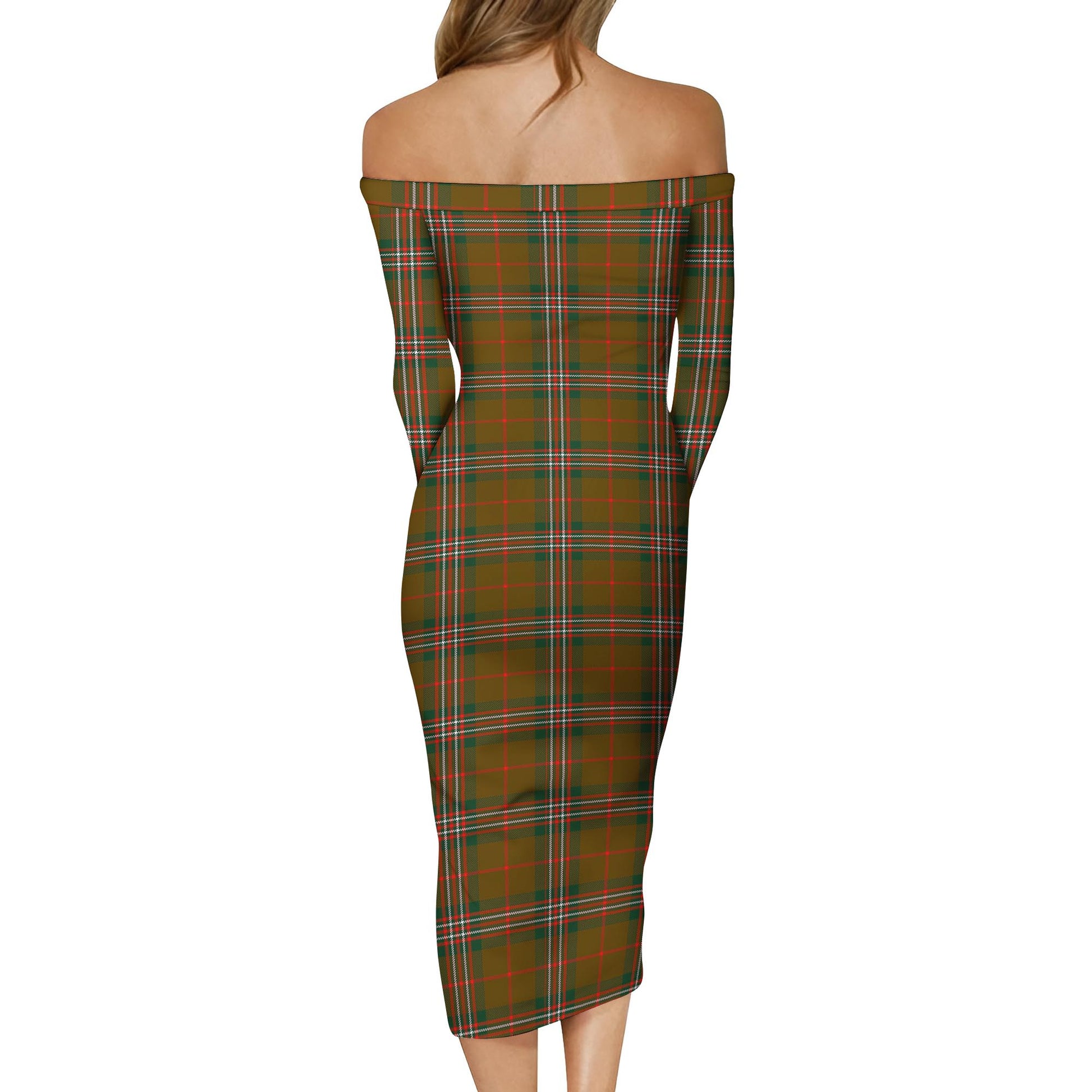 Scott Brown Modern Tartan Off Shoulder Lady Dress - Tartanvibesclothing