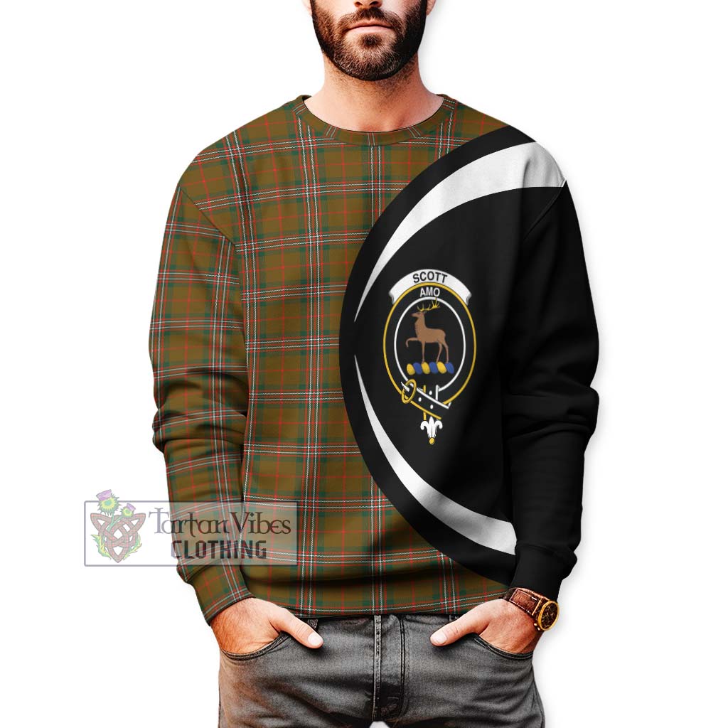 Scott Brown Modern Tartan Sweatshirt with Family Crest Circle Style - Tartan Vibes Clothing