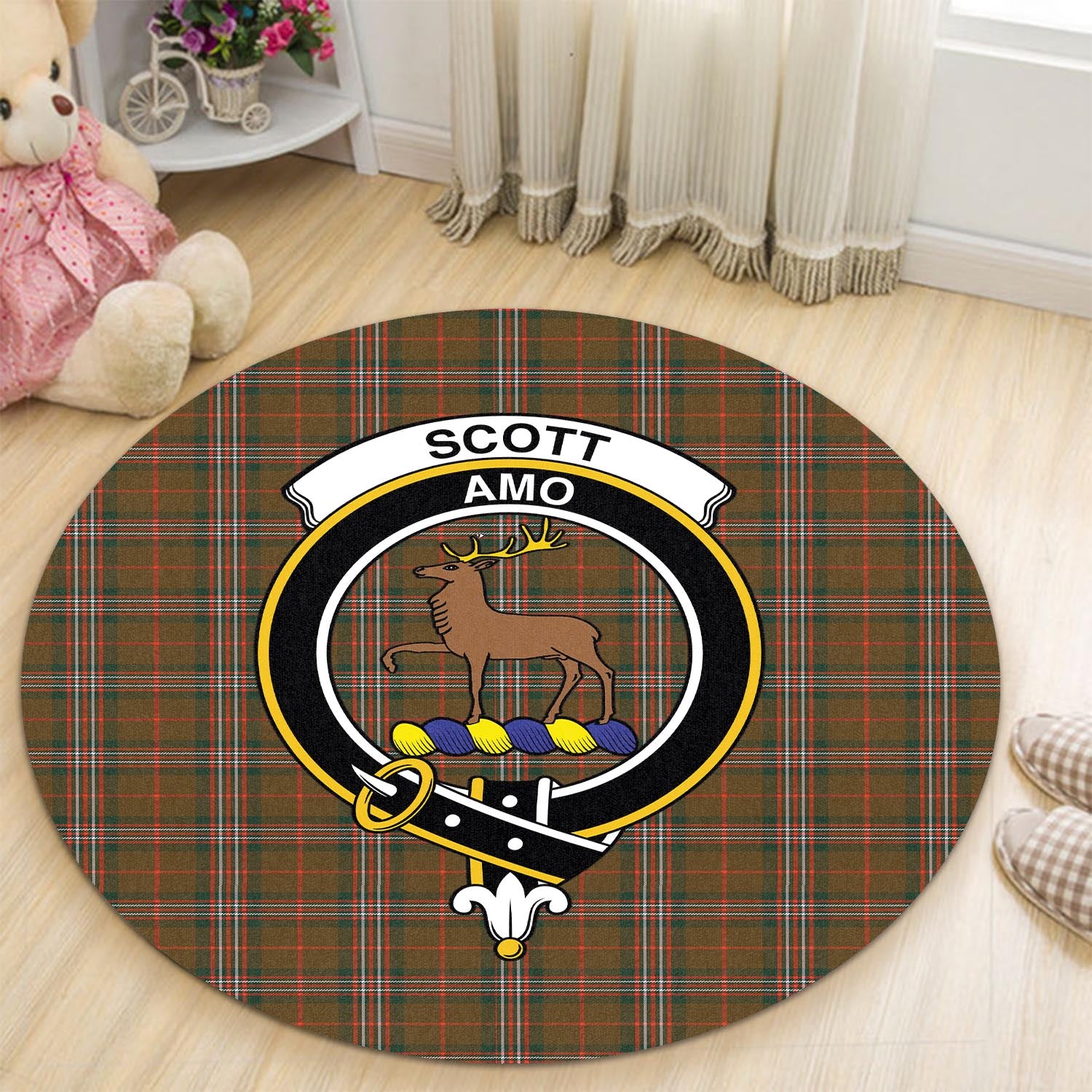 scott-brown-modern-tartan-round-rug-with-family-crest