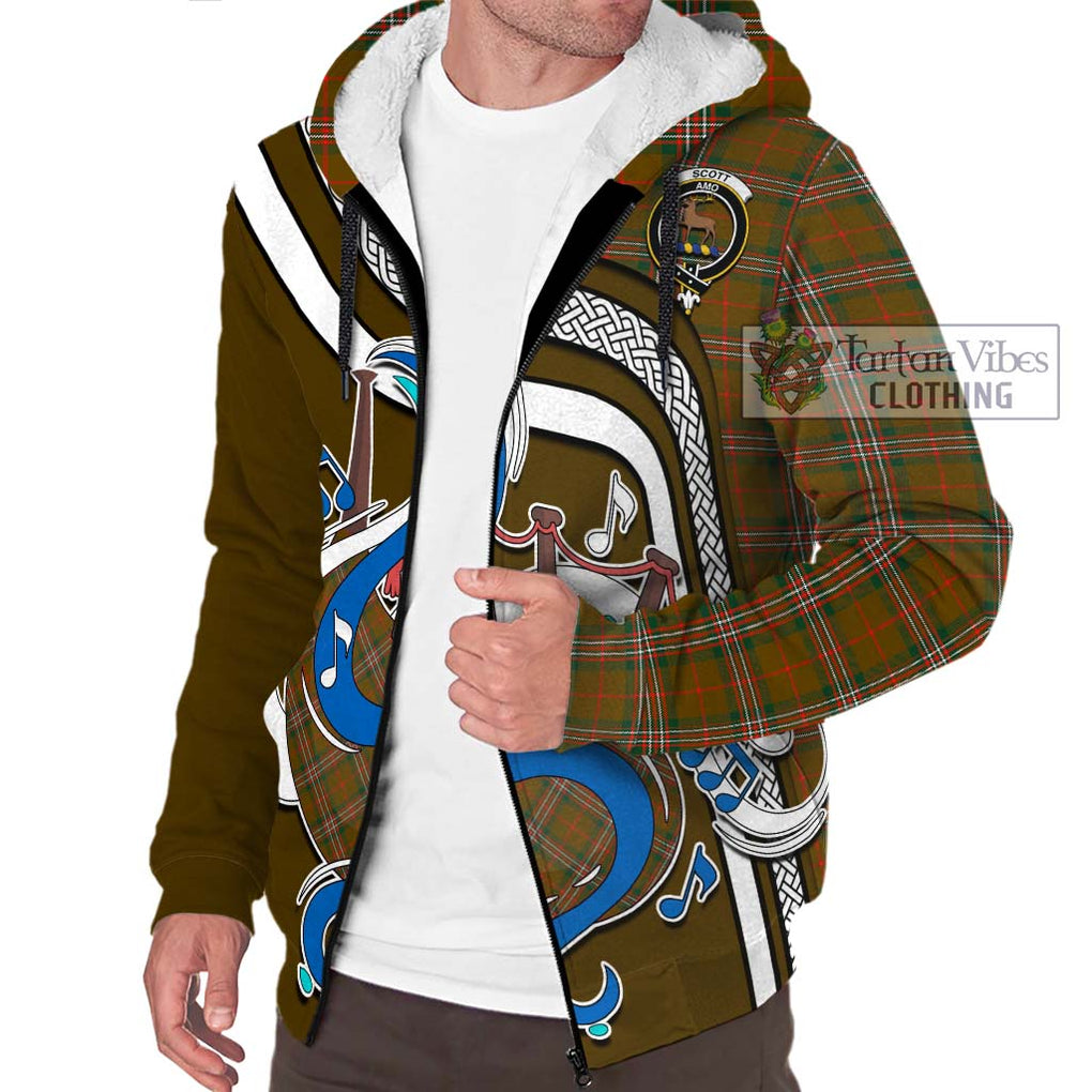 Scott Brown Modern Tartan Sherpa Hoodie with Epic Bagpipe Style Unisex - Tartanvibesclothing Shop