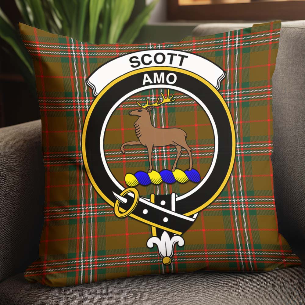 Scott Brown Modern Tartan Pillow Cover with Family Crest - Tartanvibesclothing