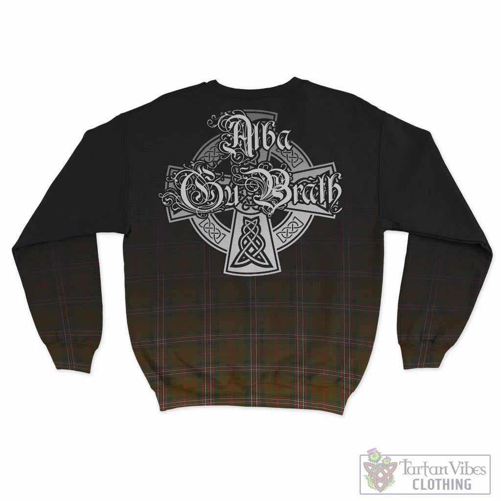 Tartan Vibes Clothing Scott Brown Modern Tartan Sweatshirt Featuring Alba Gu Brath Family Crest Celtic Inspired