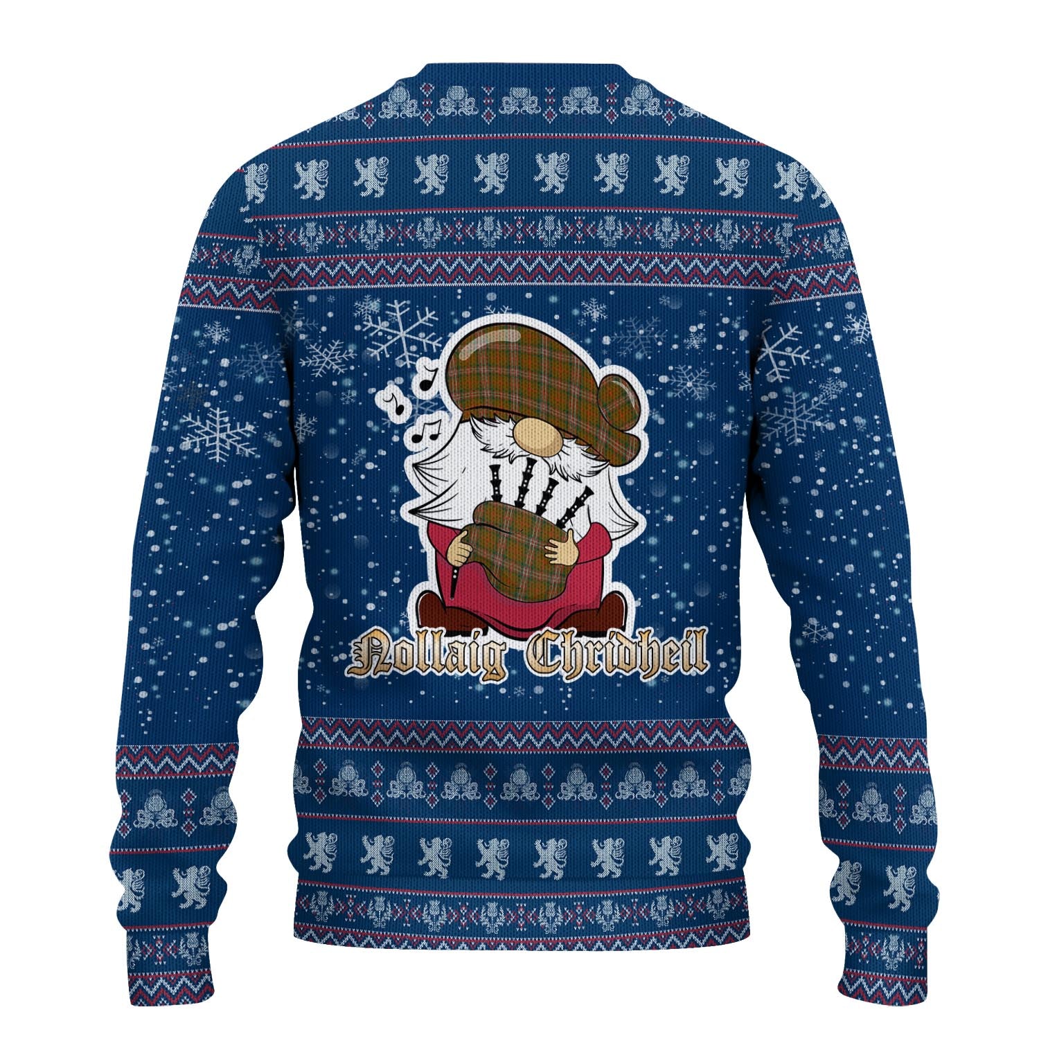 Scott Brown Modern Clan Christmas Family Knitted Sweater with Funny Gnome Playing Bagpipes - Tartanvibesclothing