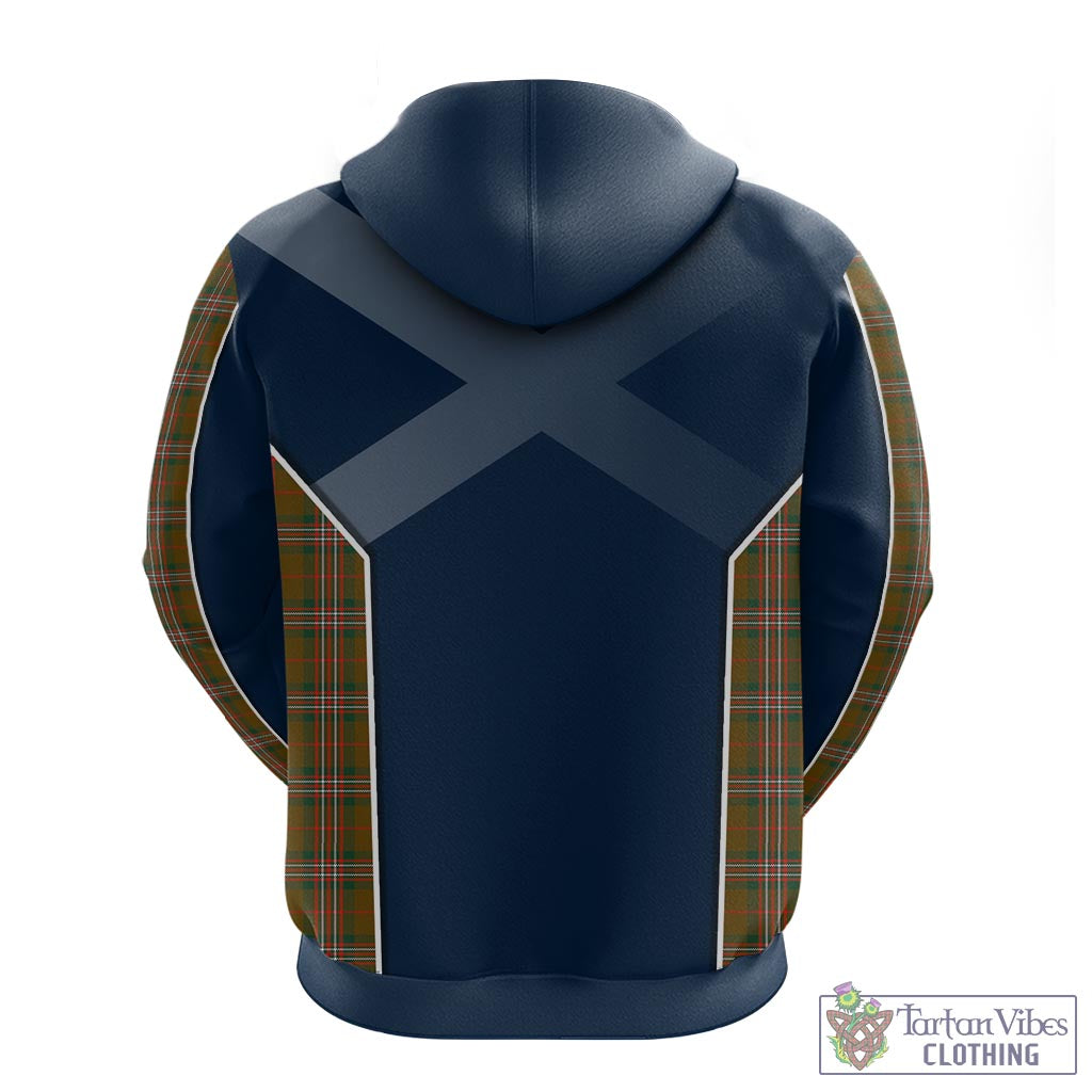 Tartan Vibes Clothing Scott Brown Modern Tartan Hoodie with Family Crest and Scottish Thistle Vibes Sport Style