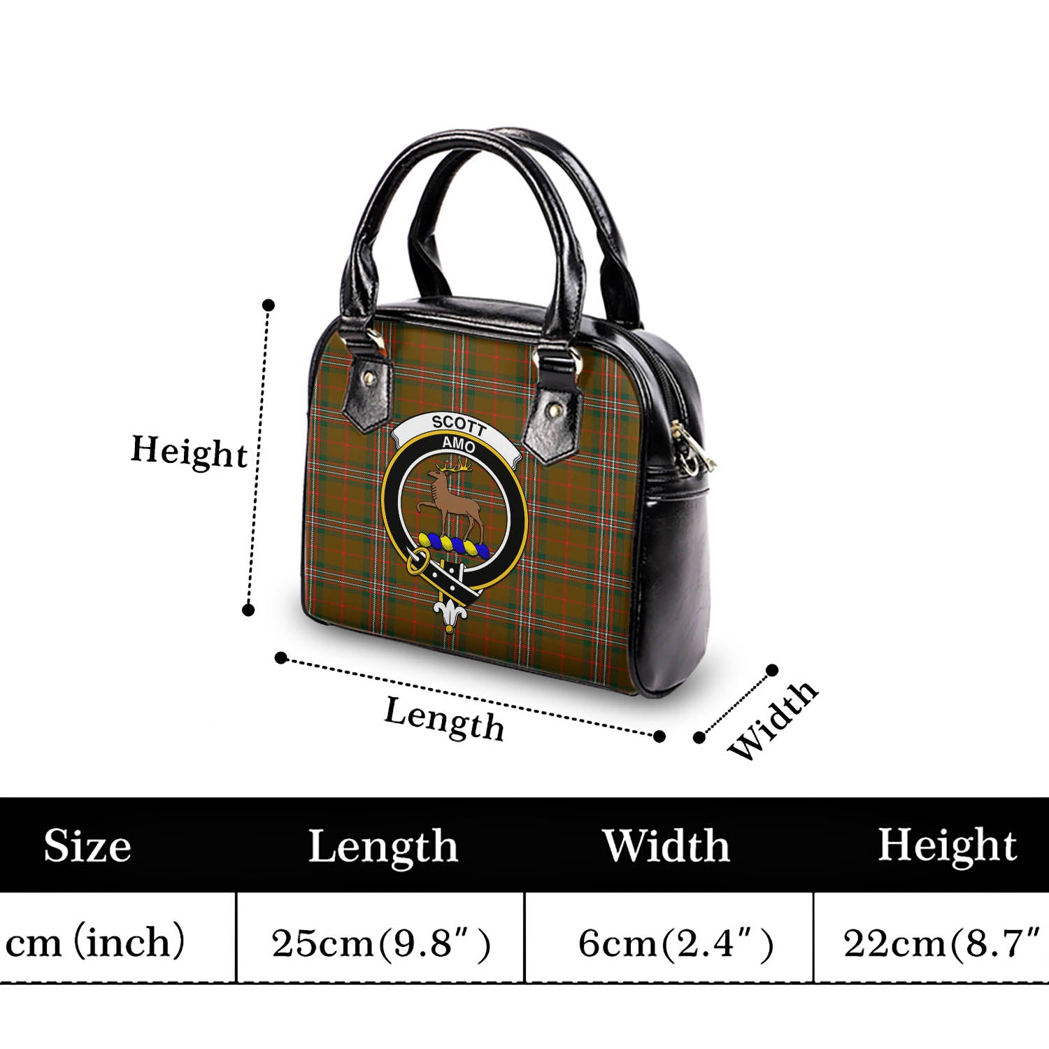 Scott Brown Modern Tartan Shoulder Handbags with Family Crest - Tartanvibesclothing