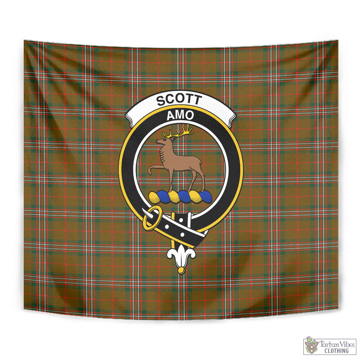 Tartan Vibes Clothing Scott Brown Modern Tartan Tapestry Wall Hanging and Home Decor for Room with Family Crest