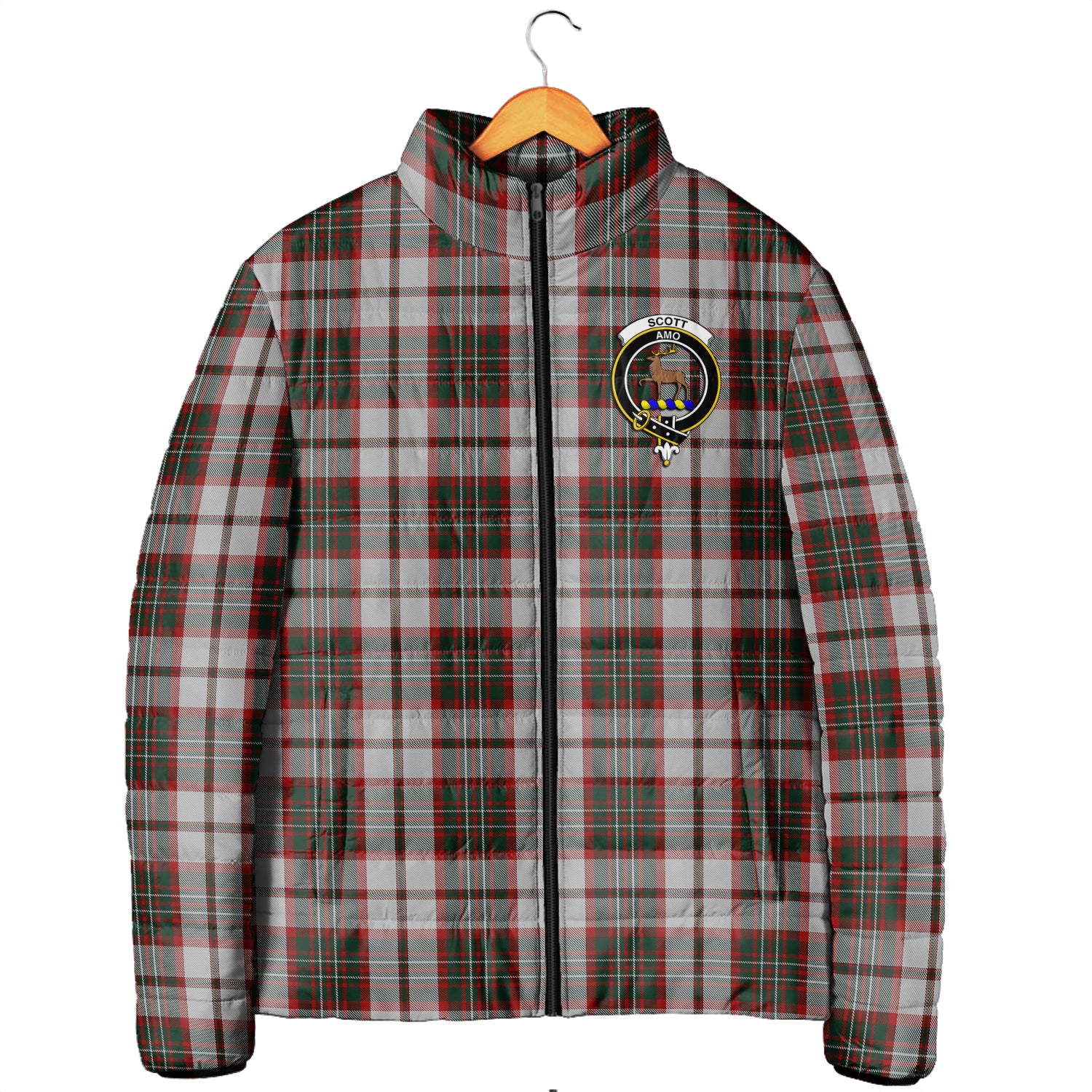 Scott Dress Tartan Padded Jacket with Family Crest Men's Padded Jacket - Tartan Vibes Clothing