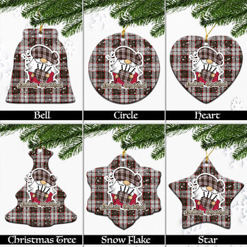 Scott Dress Tartan Christmas Ceramic Ornaments with Scottish Gnome Playing Bagpipes