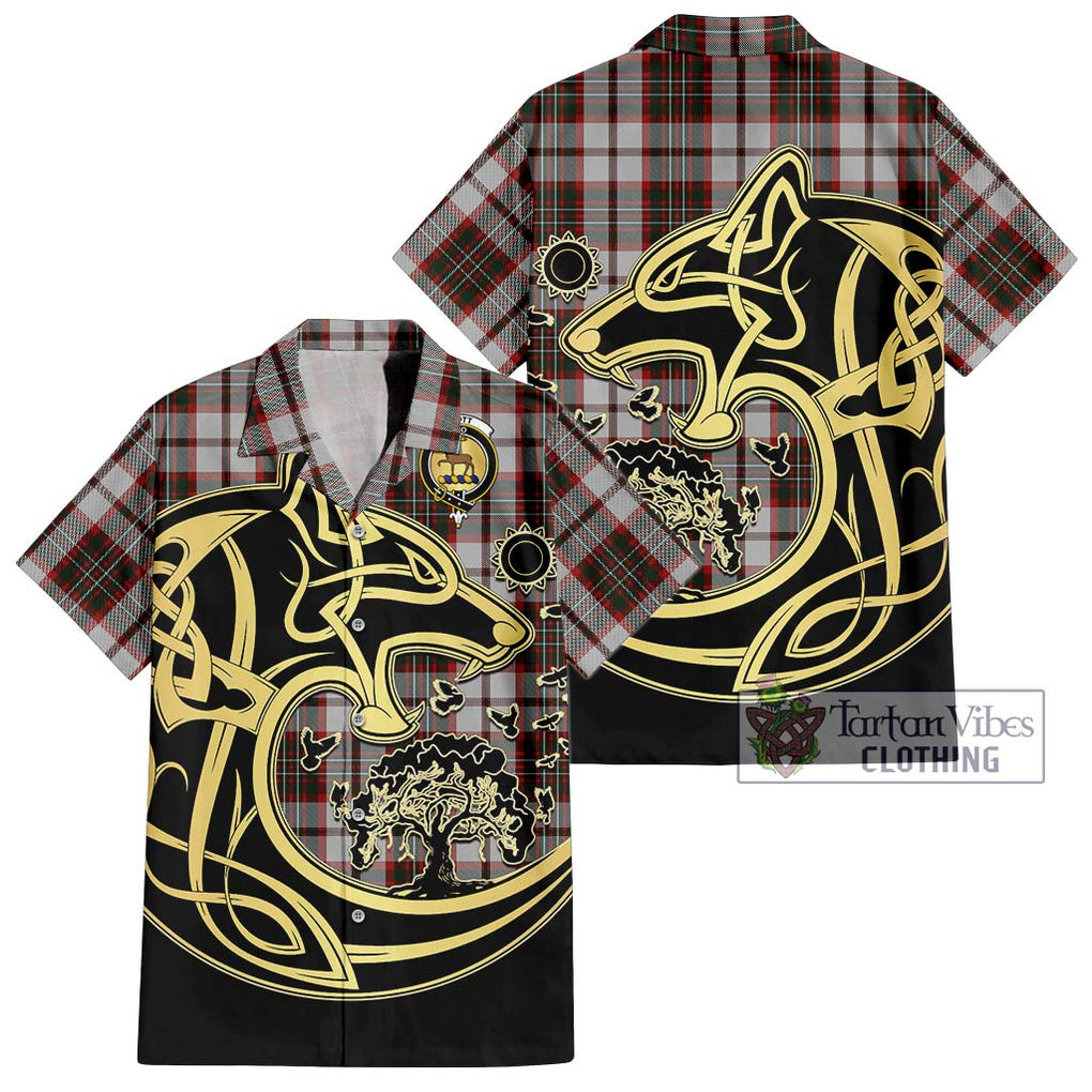 Scott Dress Tartan Short Sleeve Button Shirt with Family Crest Celtic Wolf Style Kid - Tartan Vibes Clothing