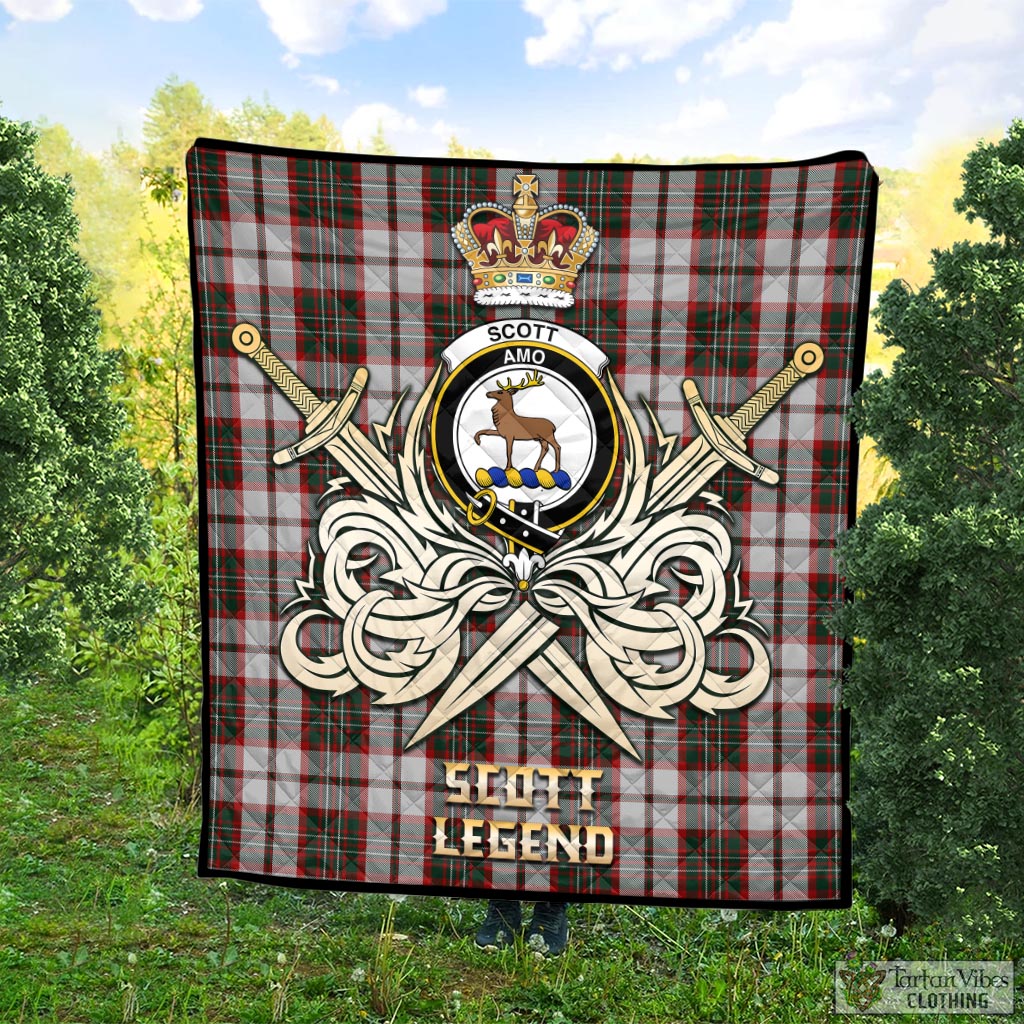 Tartan Vibes Clothing Scott Dress Tartan Quilt with Clan Crest and the Golden Sword of Courageous Legacy