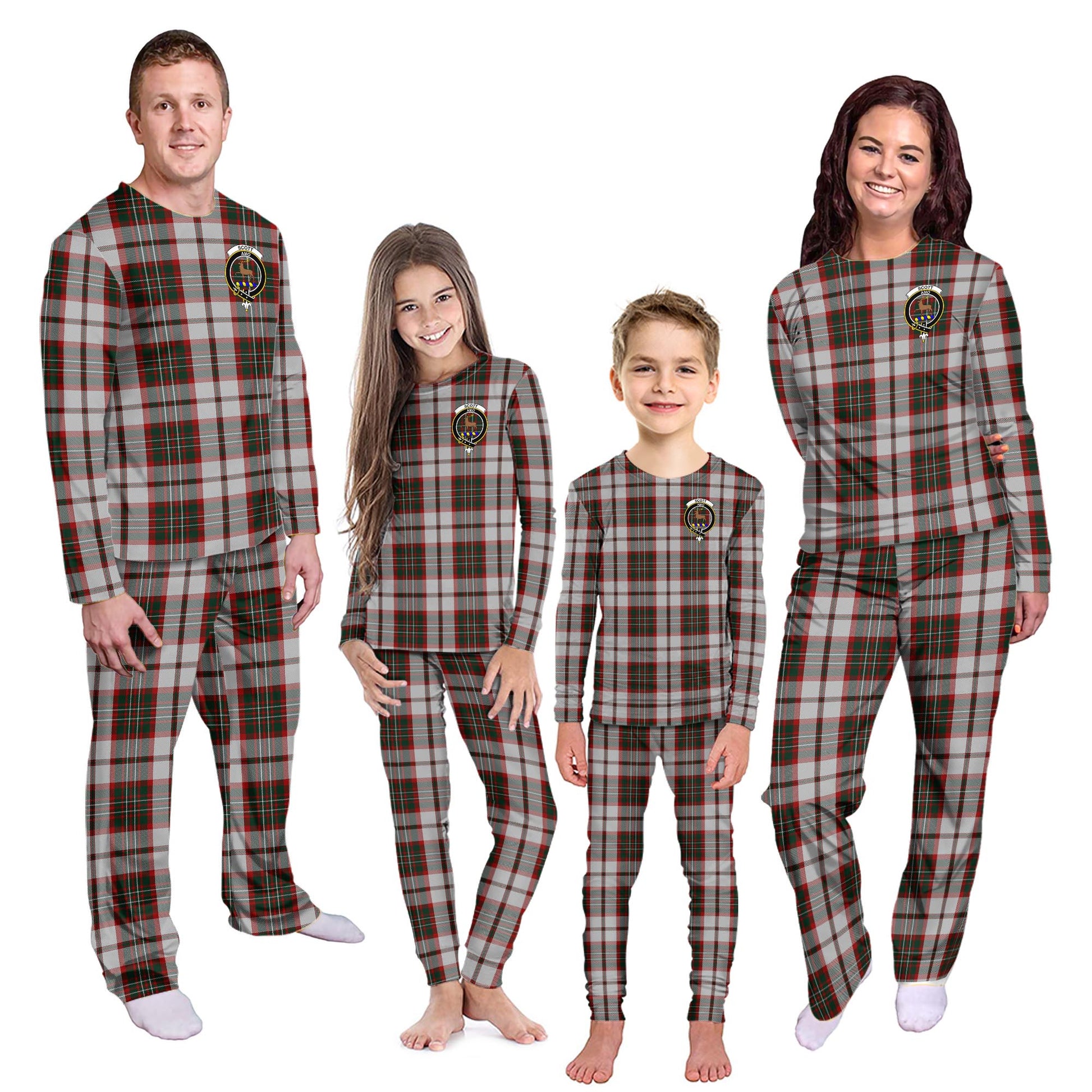 Scott Dress Tartan Pajamas Family Set with Family Crest - Tartanvibesclothing