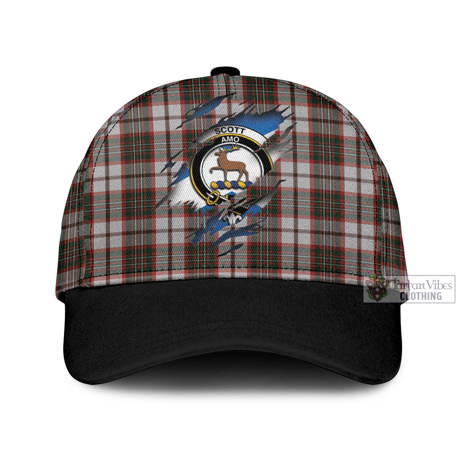 Tartan Vibes Clothing Scott Dress Tartan Classic Cap with Family Crest In Me Style