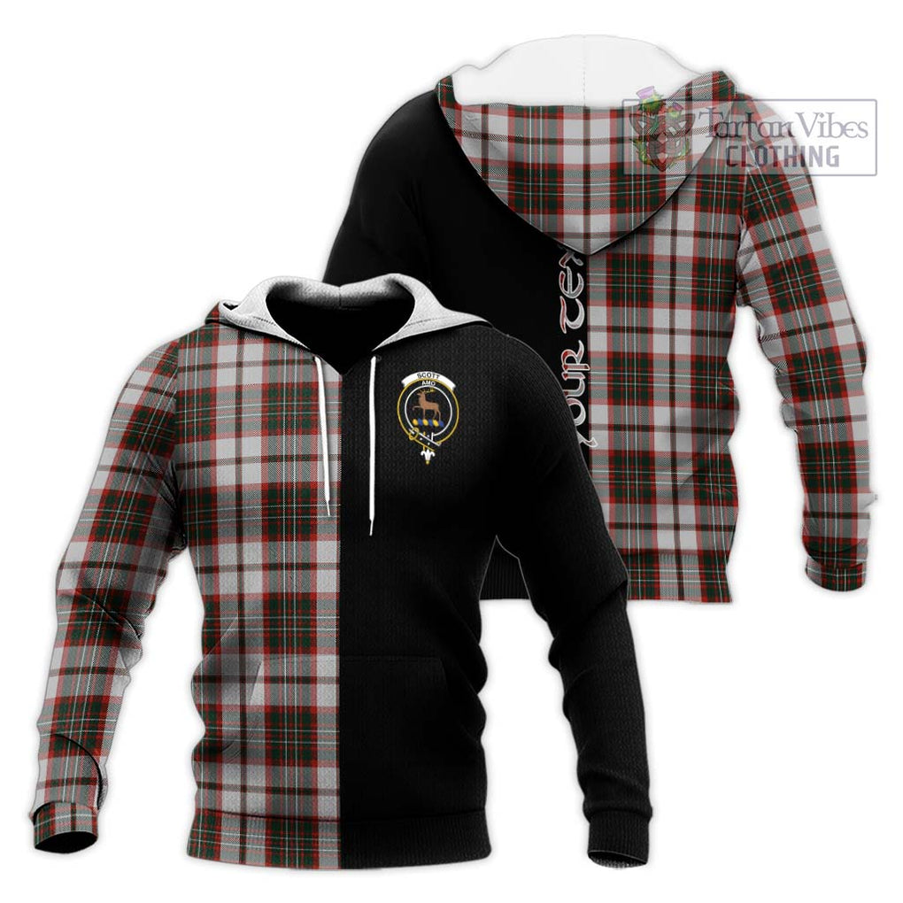 Scott Dress Tartan Knitted Hoodie with Family Crest and Half Of Me Style Unisex Knitted Pullover Hoodie - Tartanvibesclothing Shop