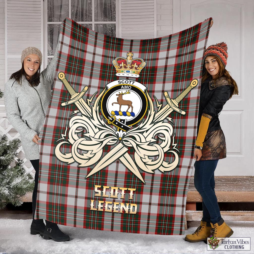 Tartan Vibes Clothing Scott Dress Tartan Blanket with Clan Crest and the Golden Sword of Courageous Legacy