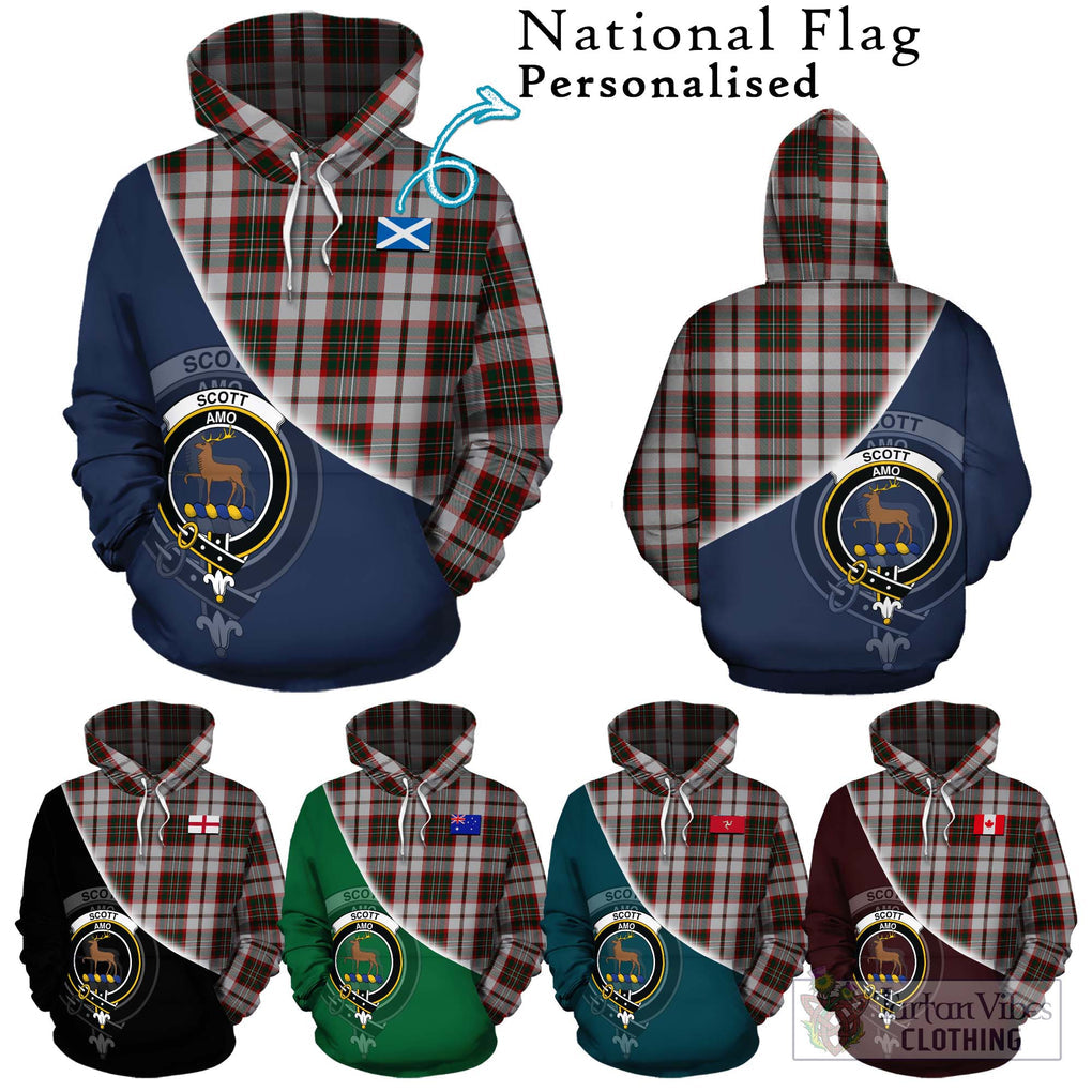 Scott Dress Tartan Hoodie with Personalised National Flag and Family Crest Half Style Zip Hoodie - Tartanvibesclothing Shop