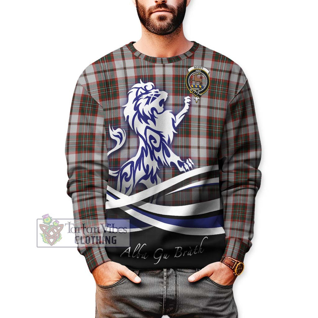 Scott Dress Tartan Sweatshirt with Alba Gu Brath Regal Lion Emblem Unisex - Tartanvibesclothing Shop