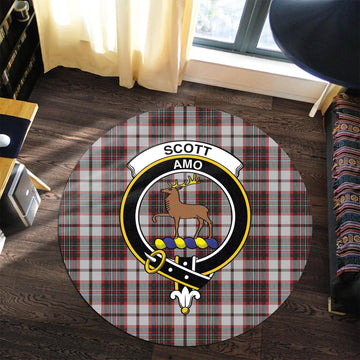 Scott Dress Tartan Round Rug with Family Crest