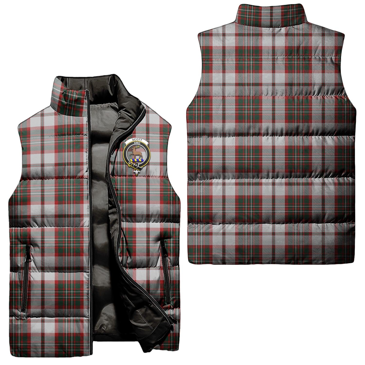 Scott Dress Tartan Sleeveless Puffer Jacket with Family Crest Unisex - Tartanvibesclothing