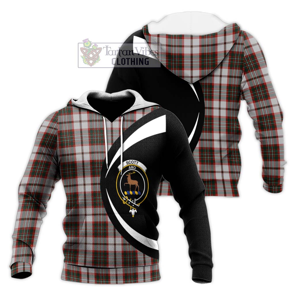 Scott Dress Tartan Knitted Hoodie with Family Crest Circle Style Unisex Knitted Pullover Hoodie - Tartan Vibes Clothing