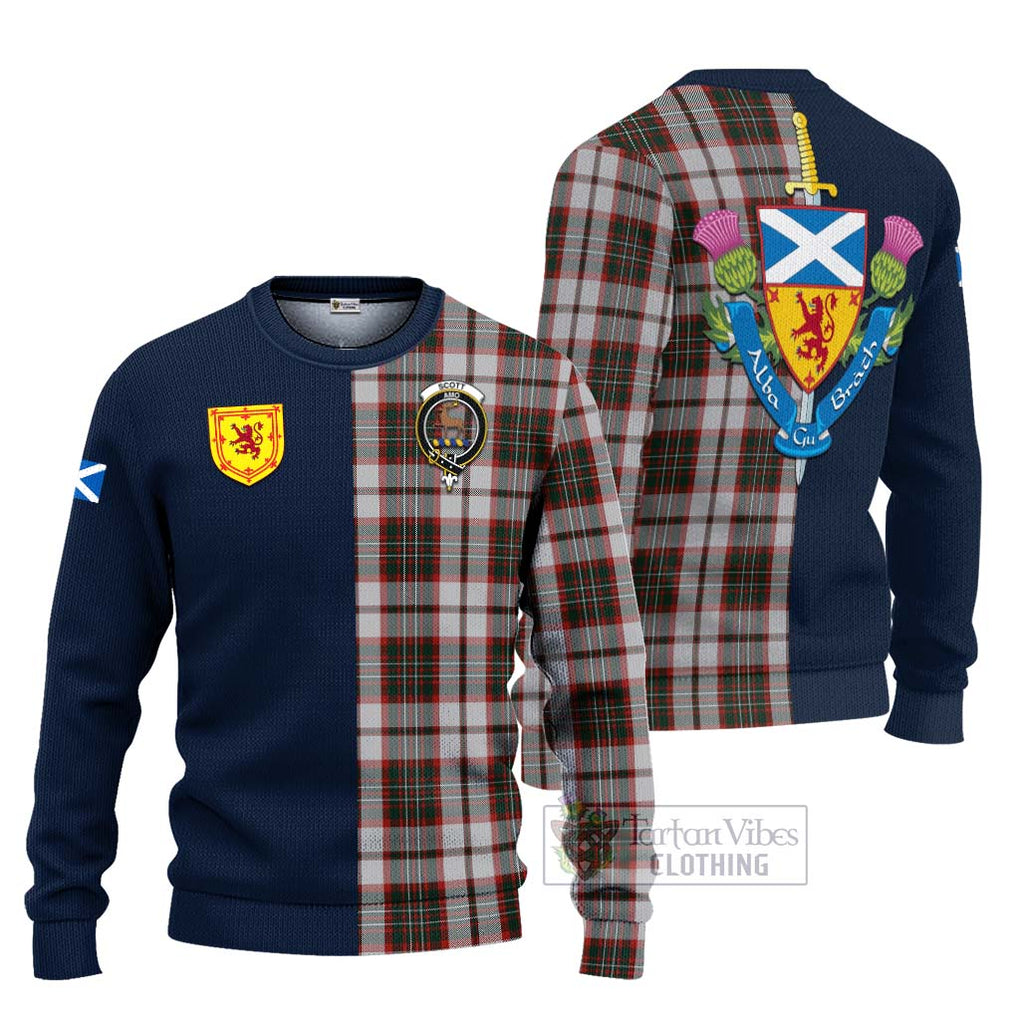 Tartan Vibes Clothing Scott Dress Tartan Knitted Sweater with Scottish Lion Royal Arm Half Style