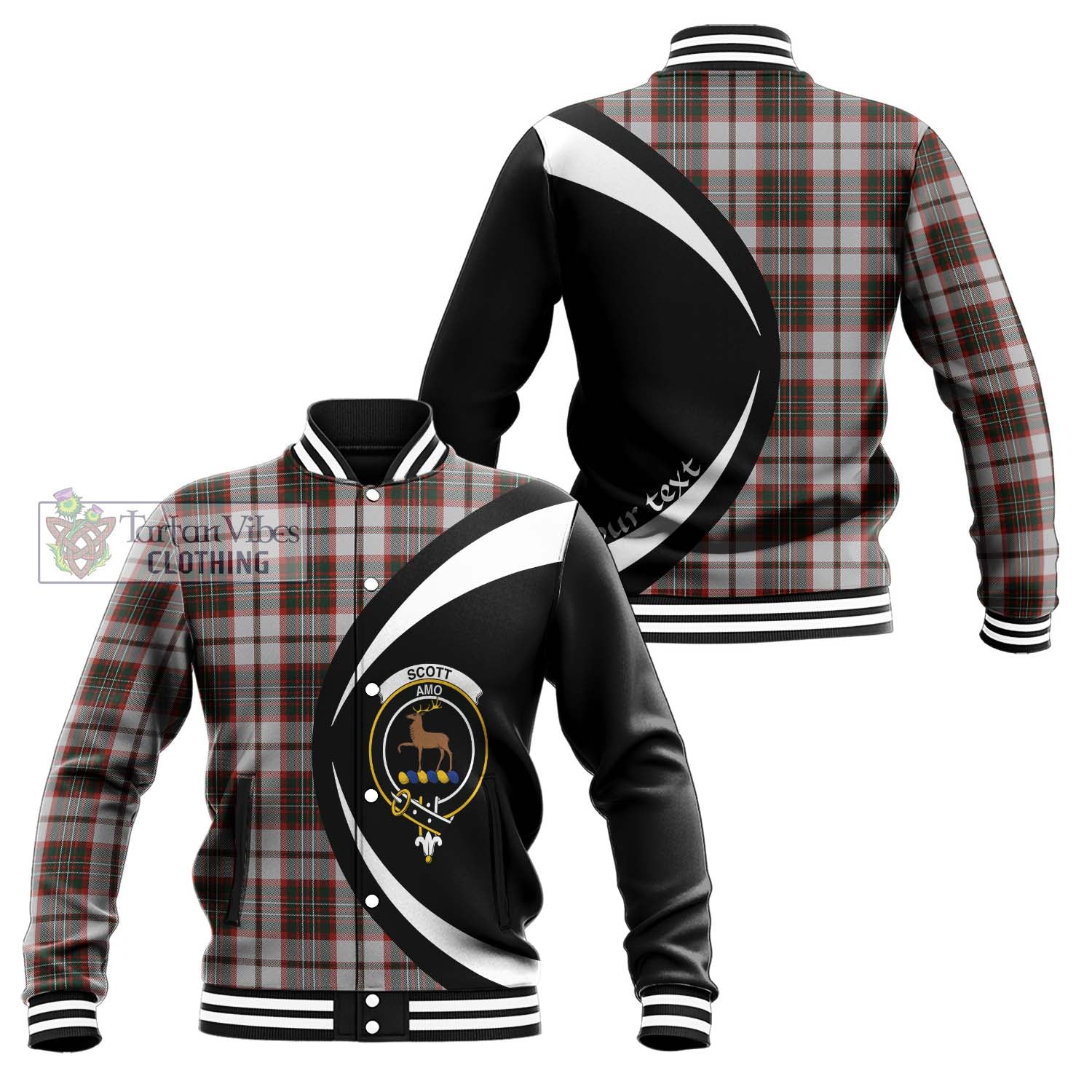 Scott Dress Tartan Baseball Jacket with Family Crest Circle Style Unisex - Tartan Vibes Clothing