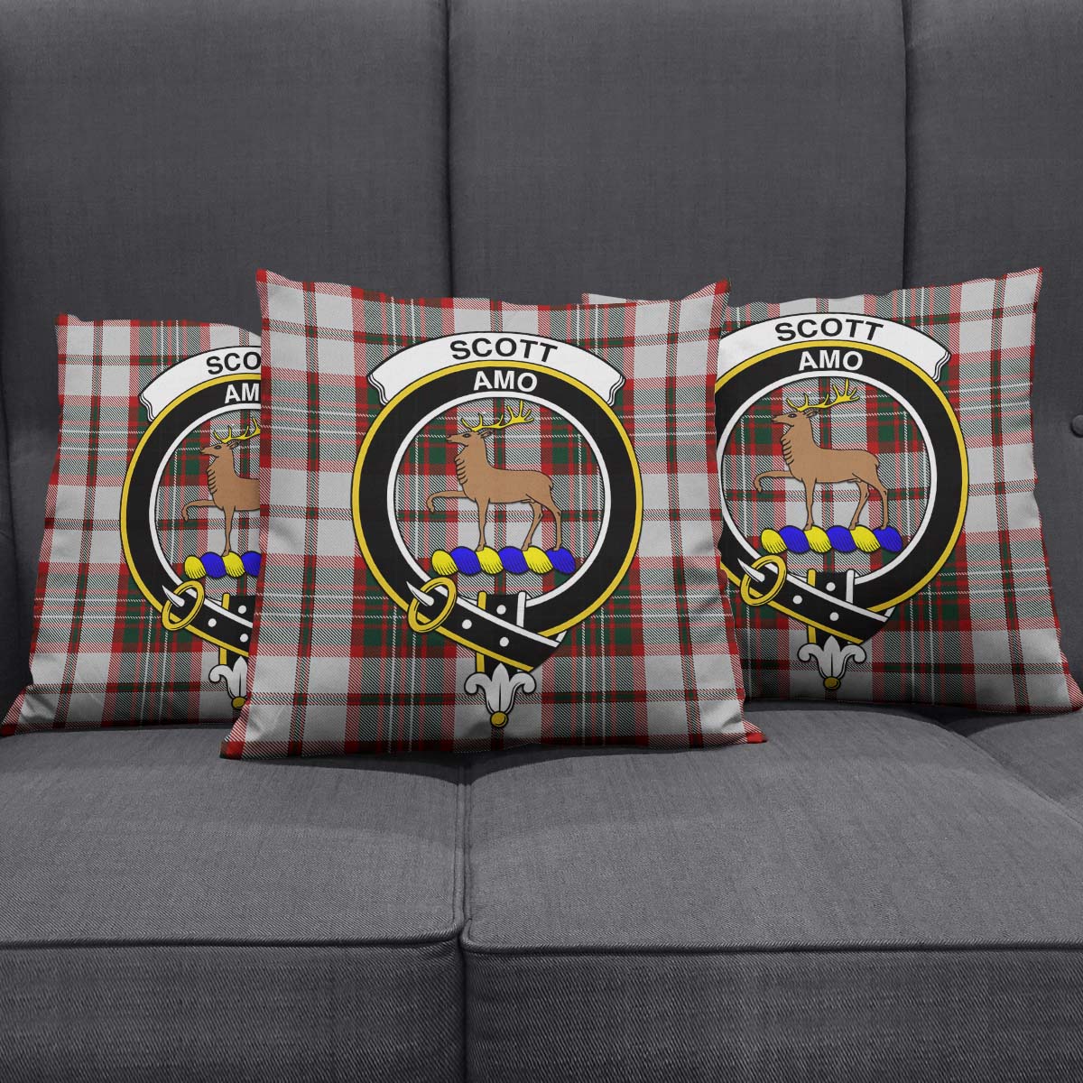 Scott Dress Tartan Pillow Cover with Family Crest Square Pillow Cover - Tartanvibesclothing