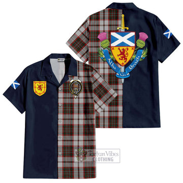 Scott Dress Tartan Short Sleeve Button Shirt Alba with Scottish Lion Royal Arm Half Style