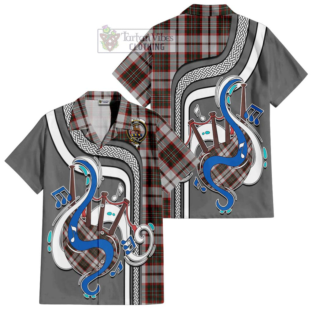 Scott Dress Tartan Short Sleeve Button Shirt with Epic Bagpipe Style Kid - Tartanvibesclothing Shop