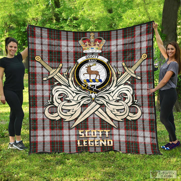 Scott Dress Tartan Quilt with Clan Crest and the Golden Sword of Courageous Legacy