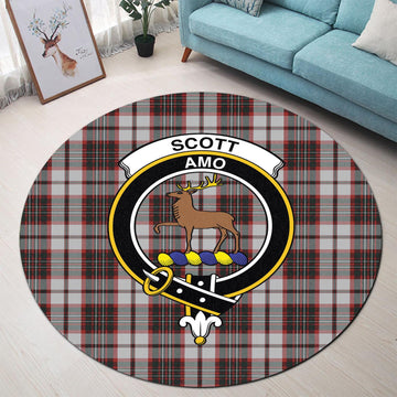 Scott Dress Tartan Round Rug with Family Crest