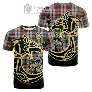 Scott Dress Tartan Cotton T-shirt with Family Crest Celtic Wolf Style