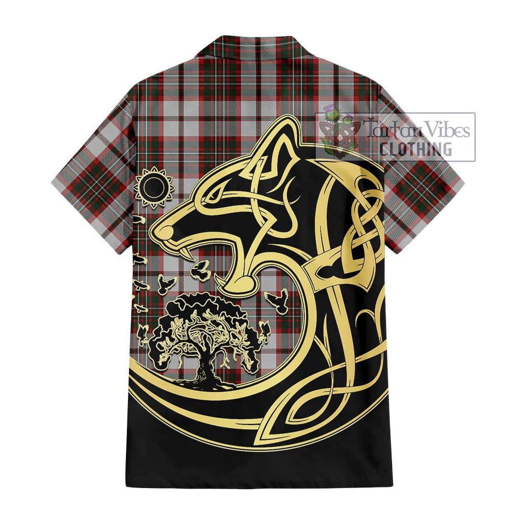 Scott Dress Tartan Short Sleeve Button Shirt with Family Crest Celtic Wolf Style - Tartan Vibes Clothing