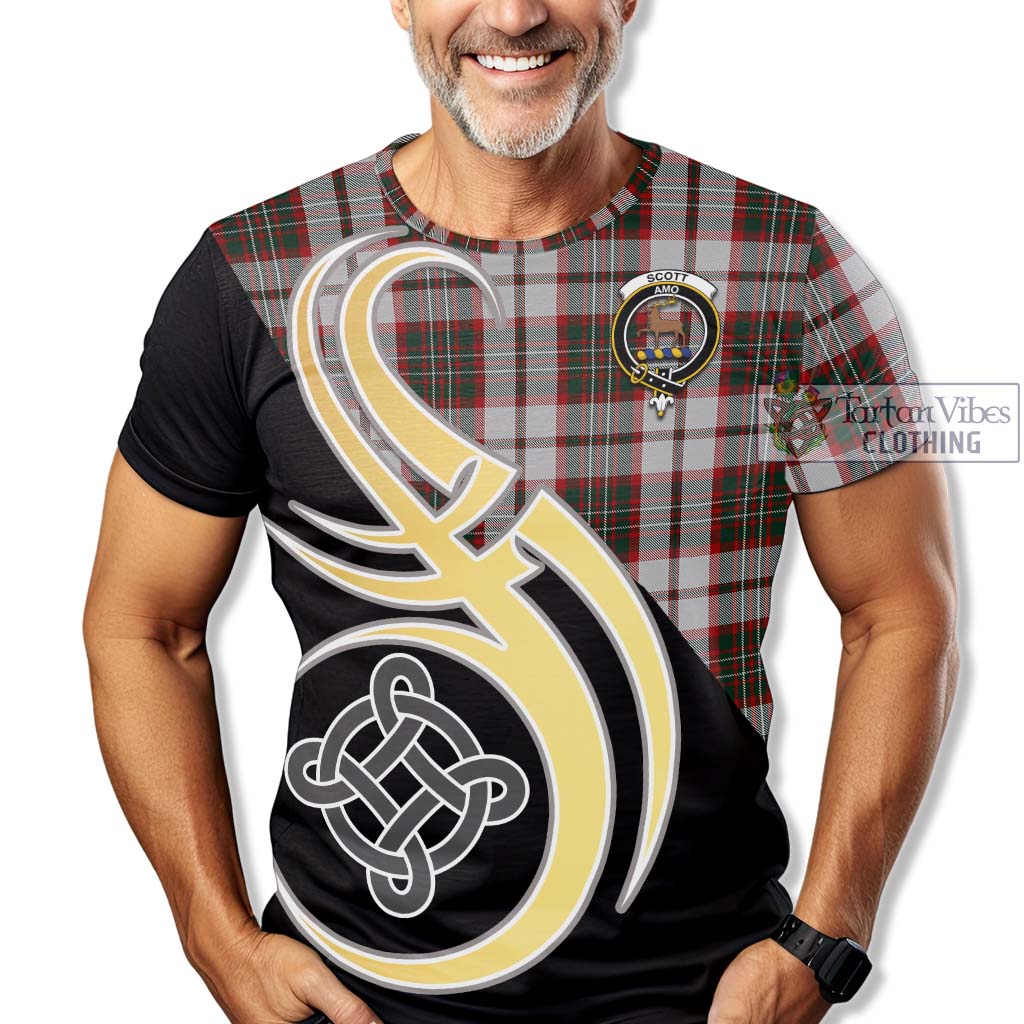 Tartan Vibes Clothing Scott Dress Tartan T-Shirt with Family Crest and Celtic Symbol Style