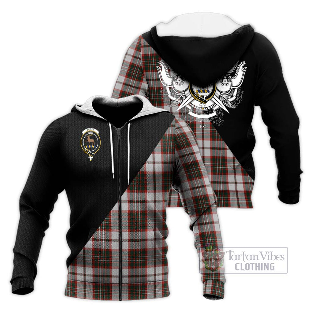 Scott Dress Tartan Knitted Hoodie with Family Crest and Military Logo Style Unisex Knitted Zip Hoodie - Tartanvibesclothing Shop