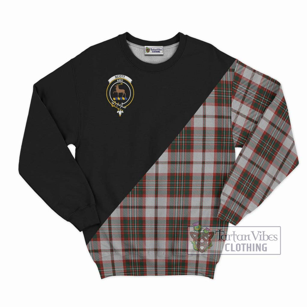 Scott Dress Tartan Sweatshirt with Family Crest and Military Logo Style - Tartanvibesclothing Shop