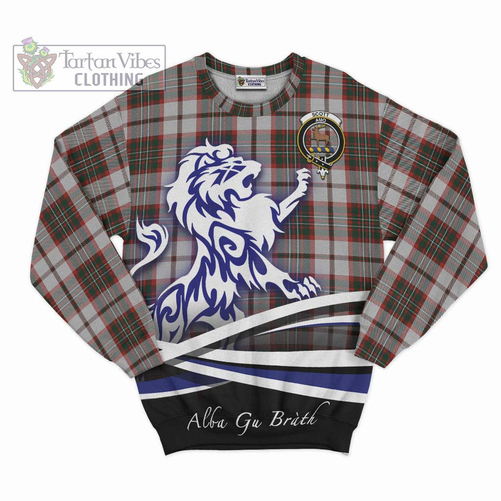 Scott Dress Tartan Sweatshirt with Alba Gu Brath Regal Lion Emblem - Tartanvibesclothing Shop