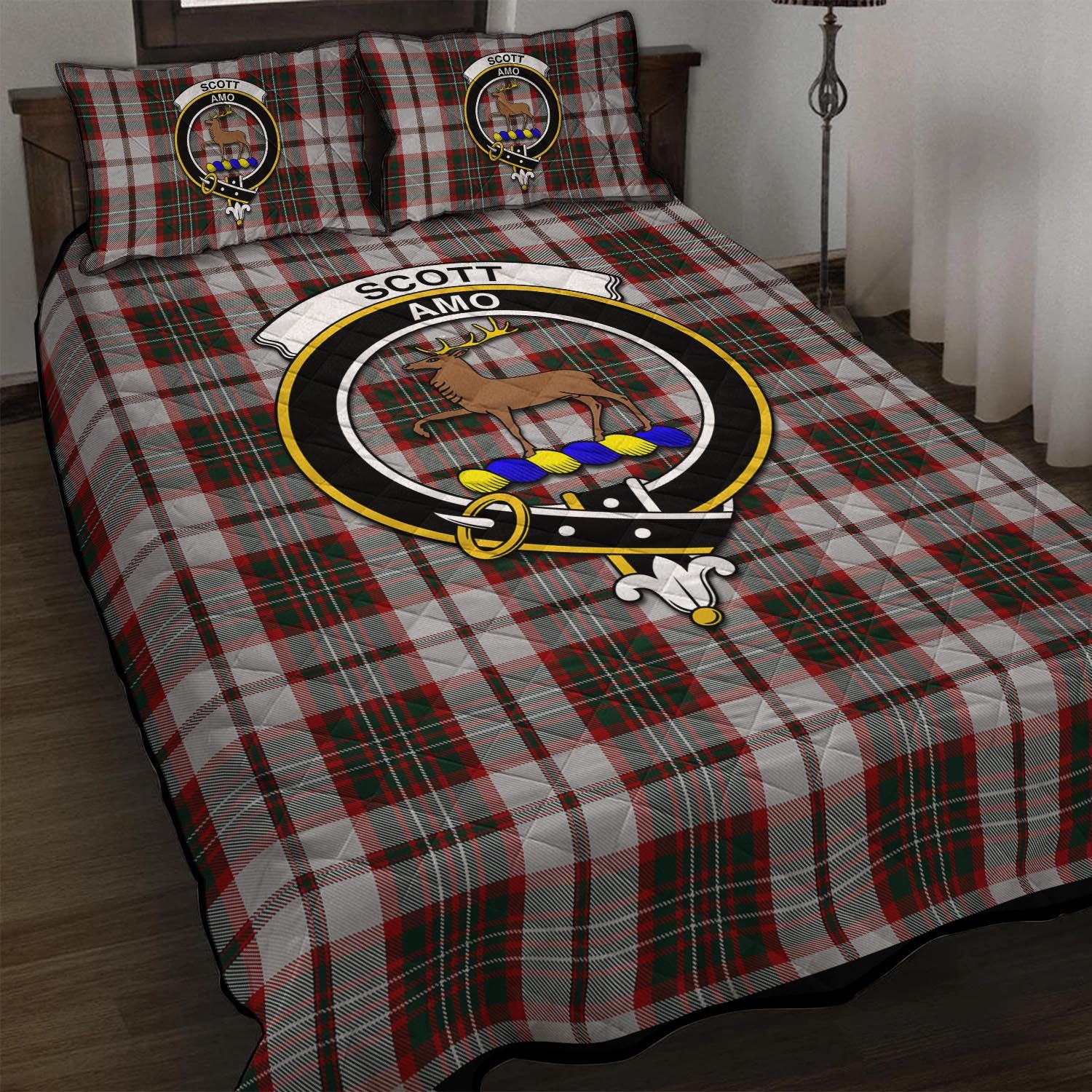 Scott Dress Tartan Quilt Bed Set with Family Crest - Tartan Vibes Clothing