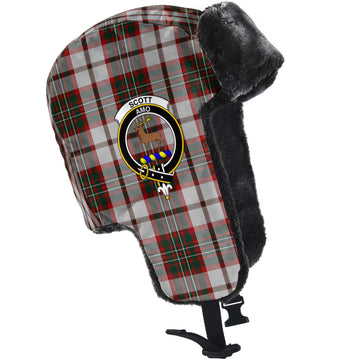 Scott Dress Tartan Winter Trapper Hat with Family Crest