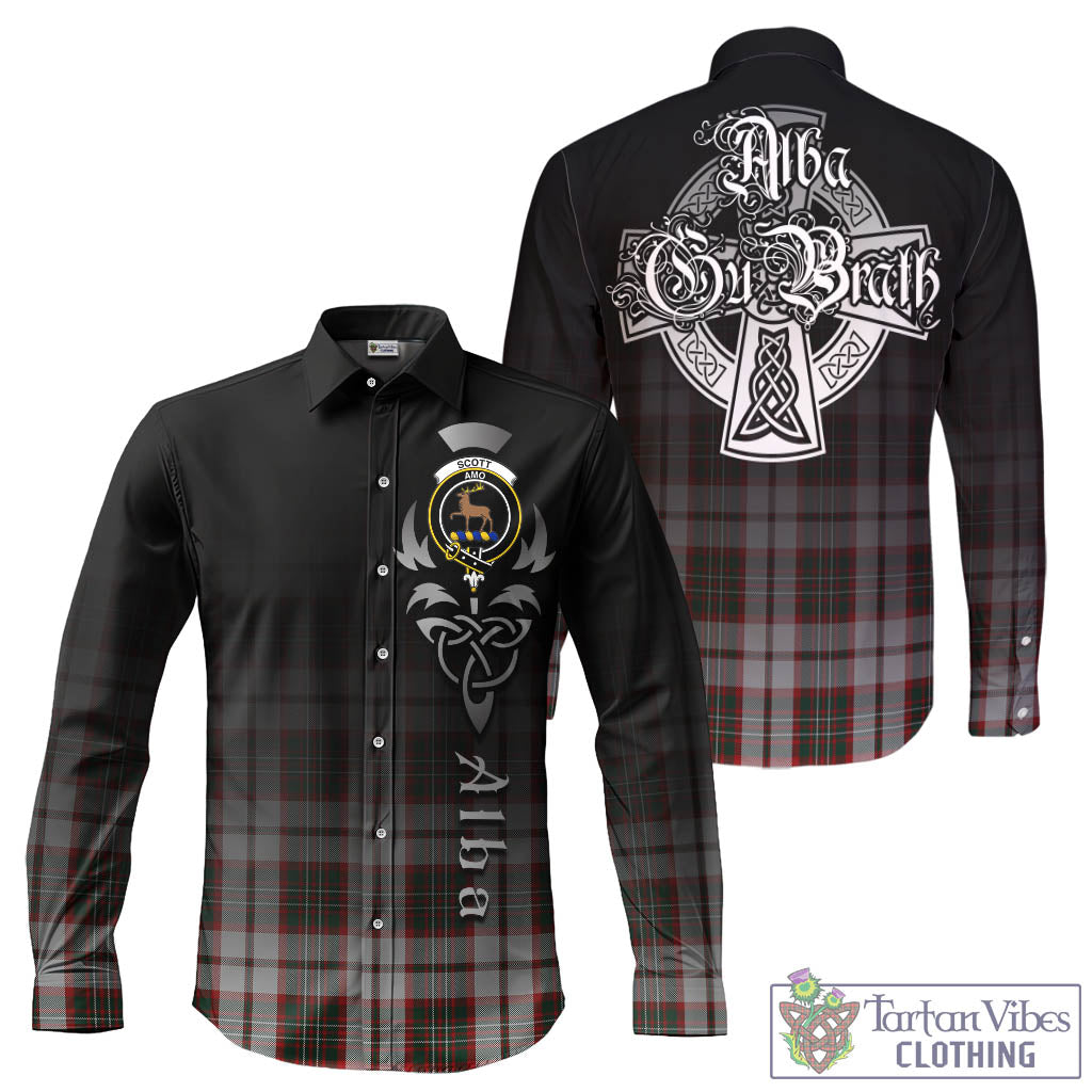 Tartan Vibes Clothing Scott Dress Tartan Long Sleeve Button Up Featuring Alba Gu Brath Family Crest Celtic Inspired