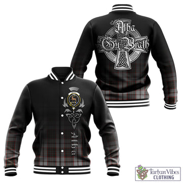 Scott Dress Tartan Baseball Jacket Featuring Alba Gu Brath Family Crest Celtic Inspired