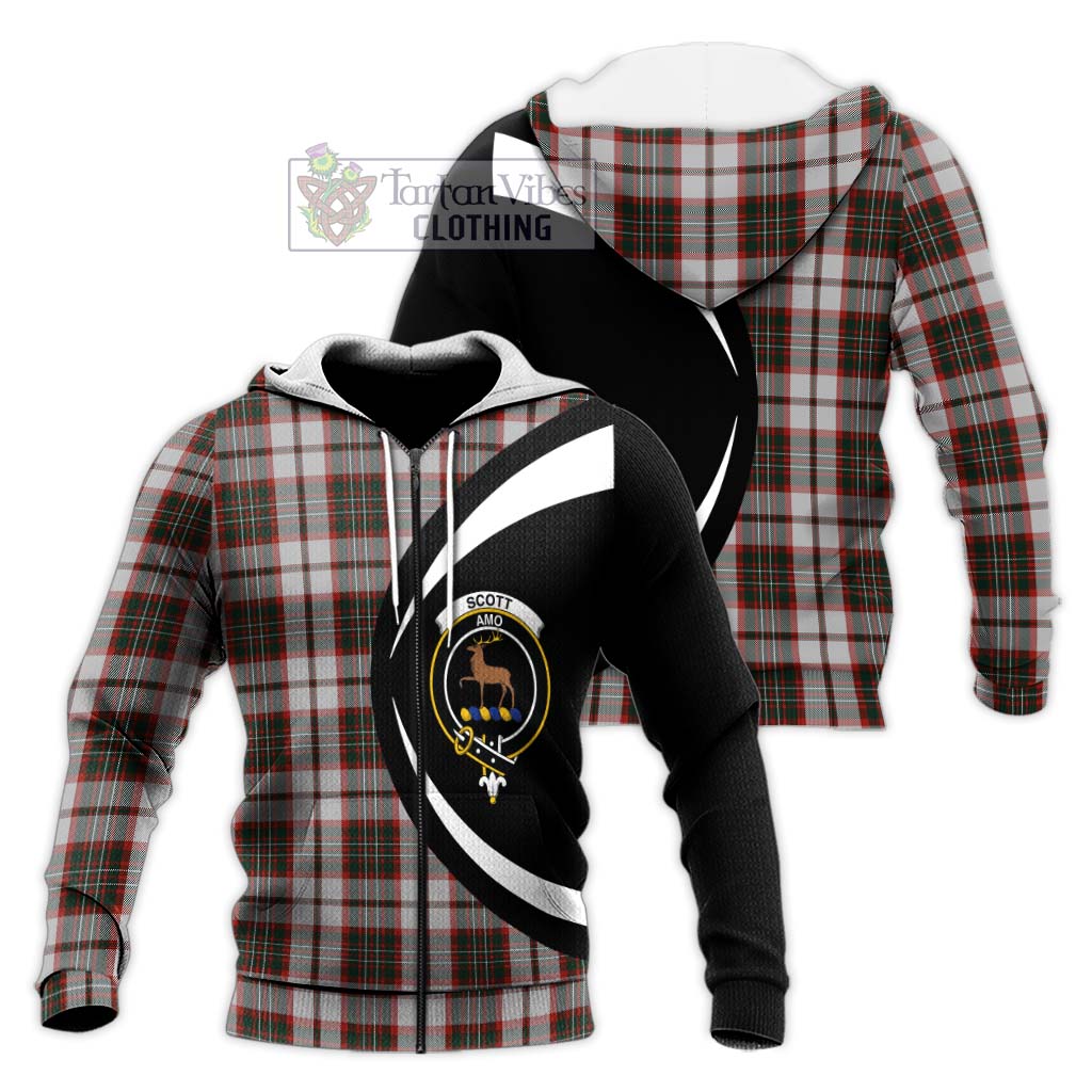 Scott Dress Tartan Knitted Hoodie with Family Crest Circle Style Unisex Knitted Zip Hoodie - Tartan Vibes Clothing