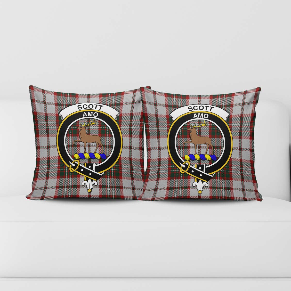 Scott Dress Tartan Pillow Cover with Family Crest - Tartanvibesclothing