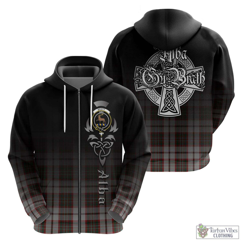 Tartan Vibes Clothing Scott Dress Tartan Hoodie Featuring Alba Gu Brath Family Crest Celtic Inspired