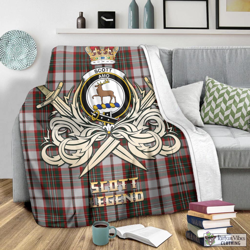 Tartan Vibes Clothing Scott Dress Tartan Blanket with Clan Crest and the Golden Sword of Courageous Legacy